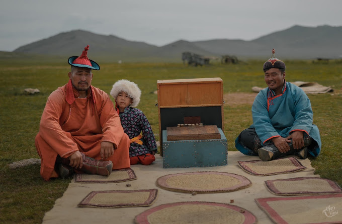 Mongolian nomadic family