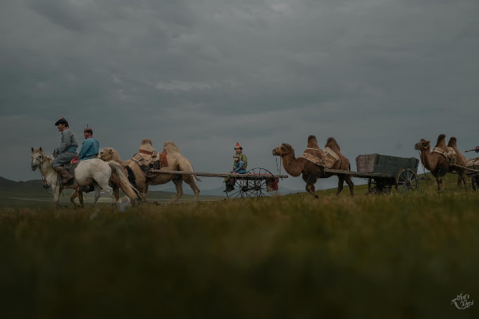 Mongolian nomadic caravan